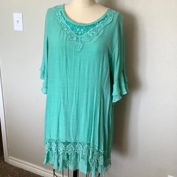 Western green mini dress - Picture 1 of 2
